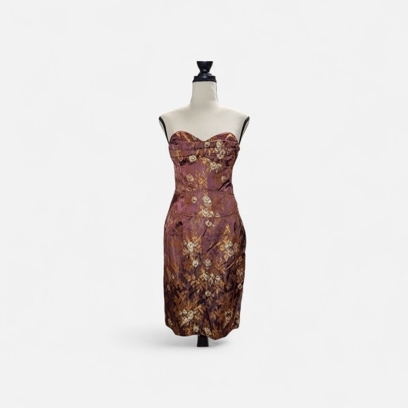 To the Max Dresses & Skirts - To the Max Strapless Dress in Brown and Gold